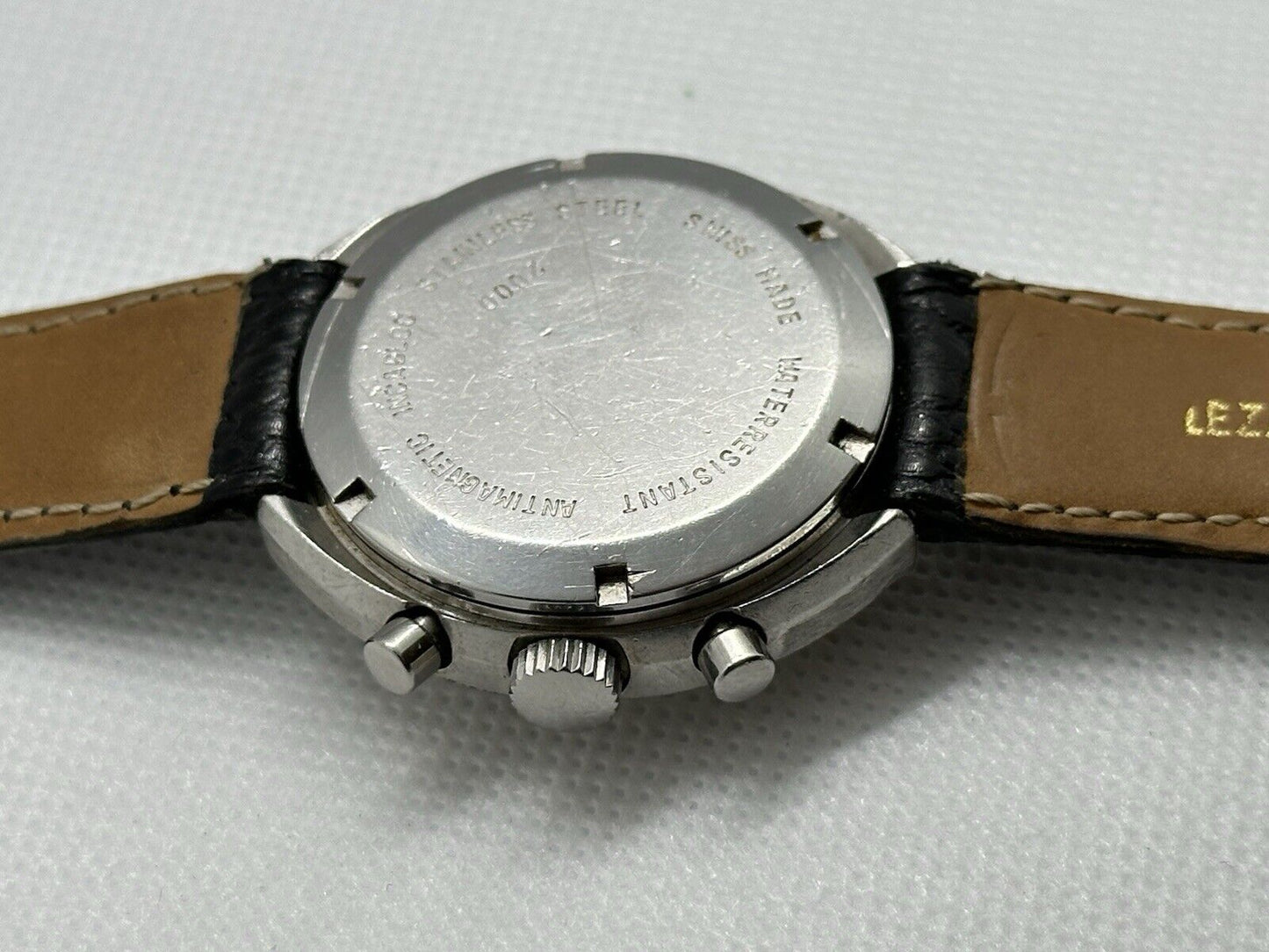 Vintage c1970s Dolmy Valjoux 7765 Chronograph Mens Watch, Lizard Strap - Running