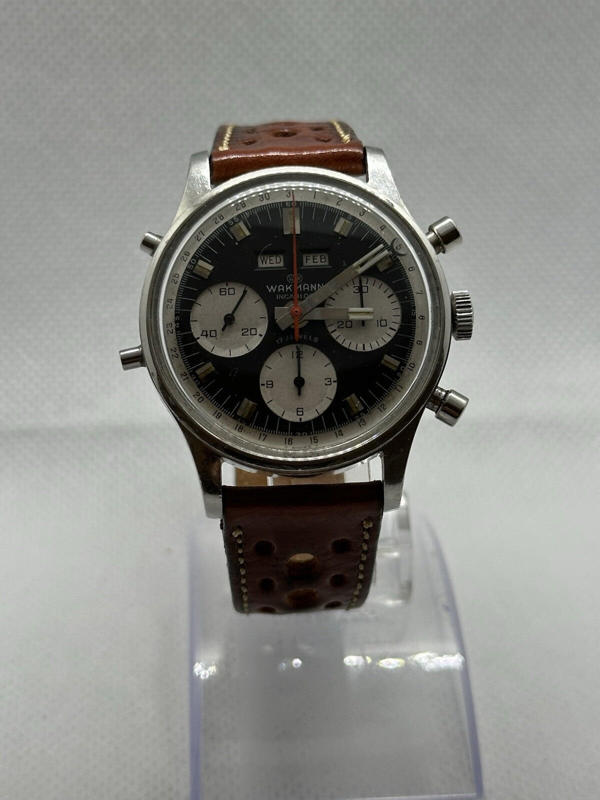 Vintage Wakmann V72C/730 Triple Date Chronograph Watch - Runs Slightly Fast