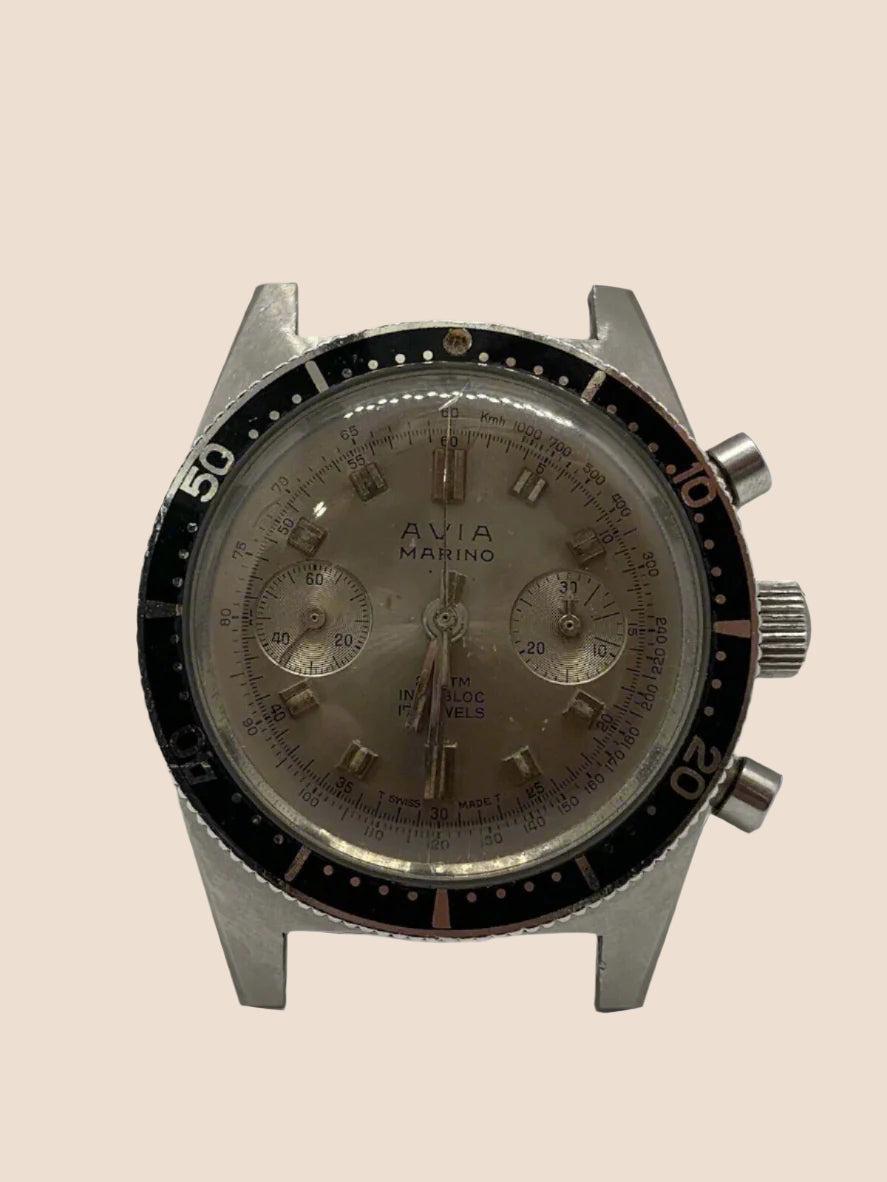 Vintage Avia Marino Gents Landeron Chronograph Watch - Running & Keeps Time
