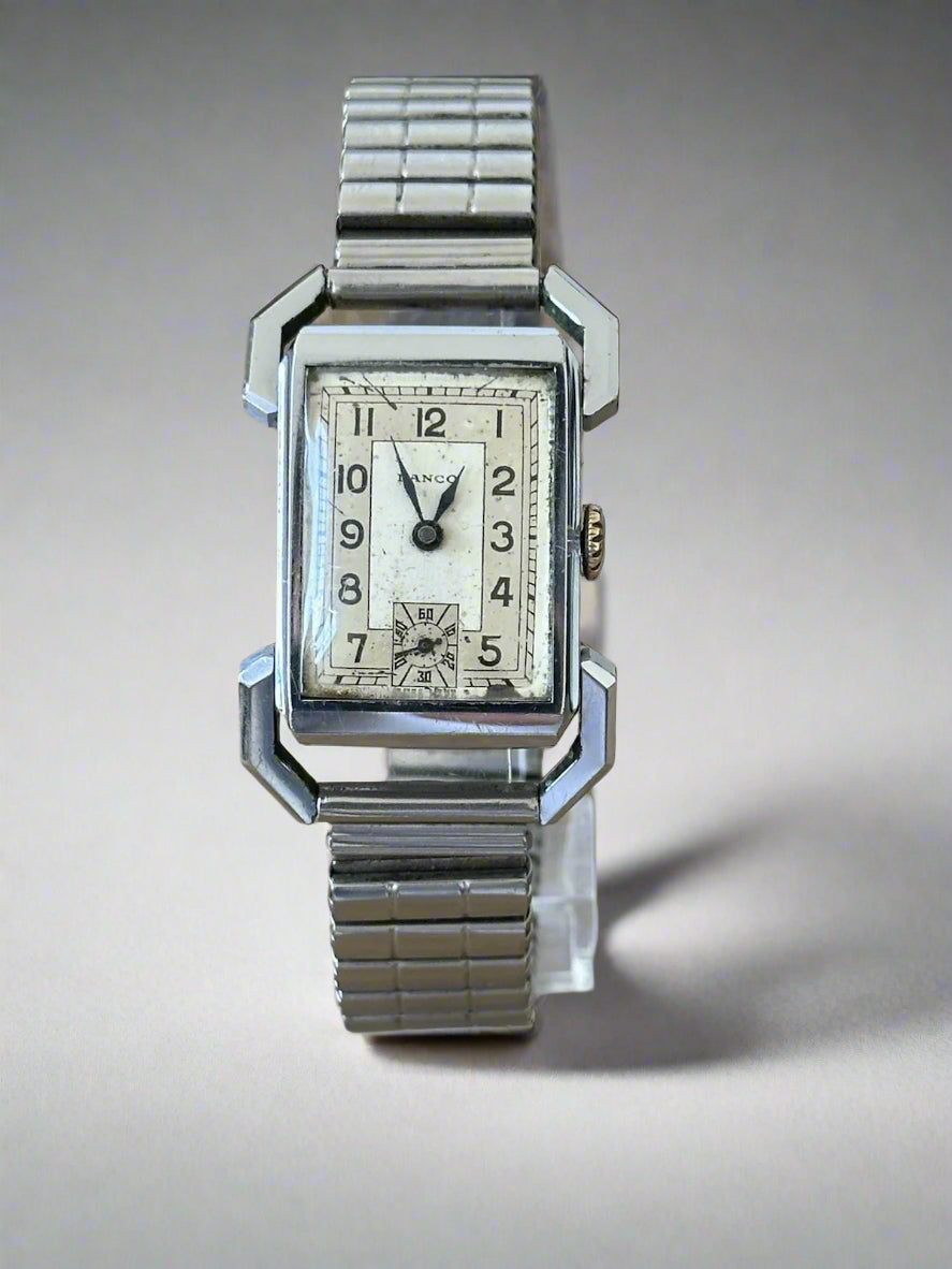 Vintage Lanco Art Deco Hinged Lug Mens Watch - Running