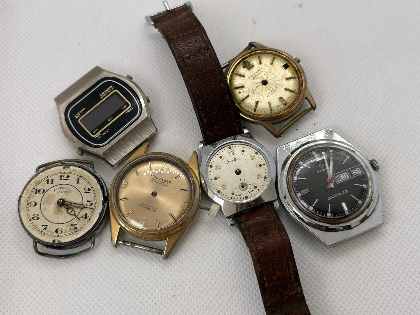 Vintage Mens Watch Job Lot - Bentima, Ingersoll, Timex - Spares/Repairs