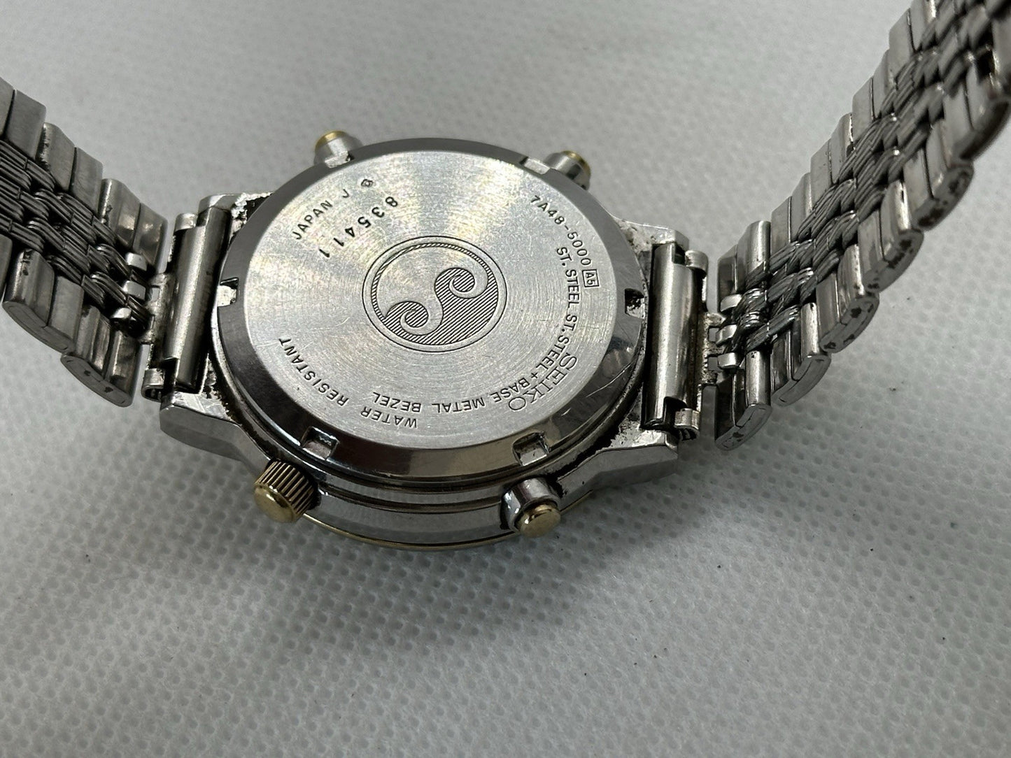 Vintage Seiko 7A48-5000 Mens Moonphase Chronograph Date Watch - Running