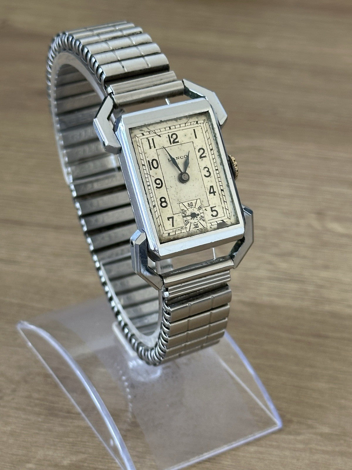 Vintage Lanco Art Deco Hinged Lug Mens Watch - Running