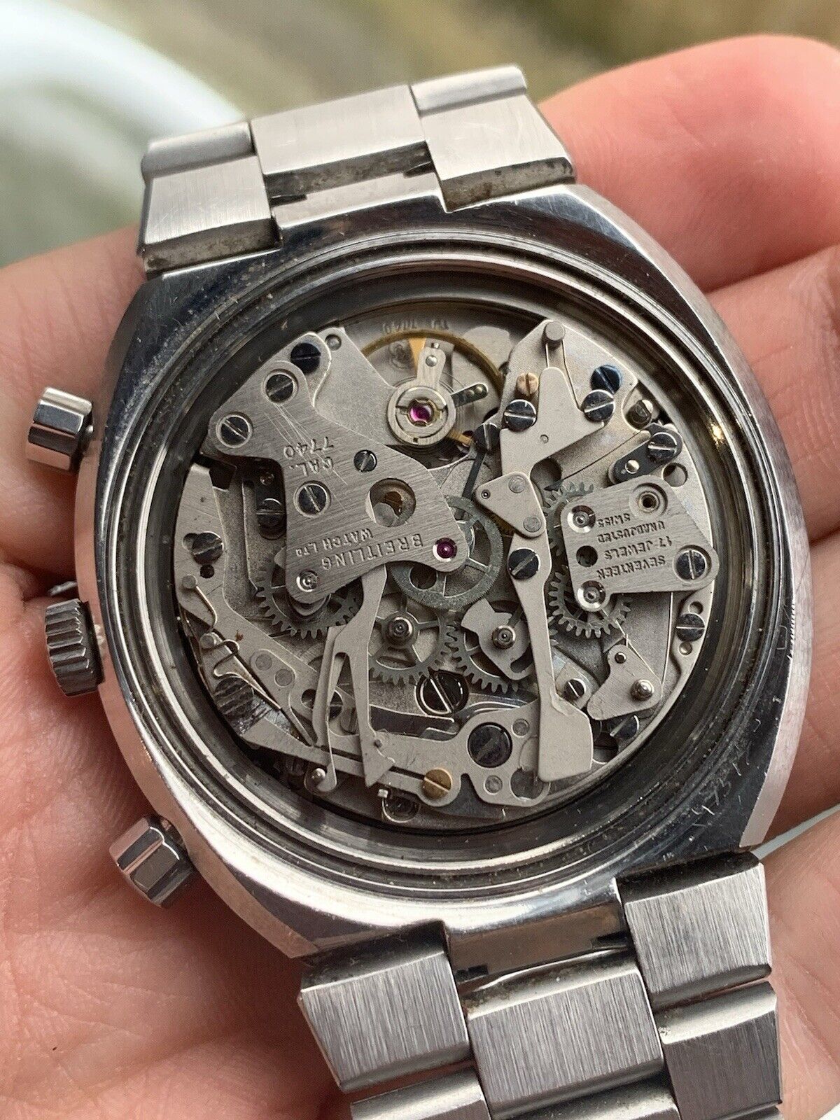 Vintage Breitling Transocean 3-Reg Mens Chronograph Watch, Valjoux 7740 - Spares