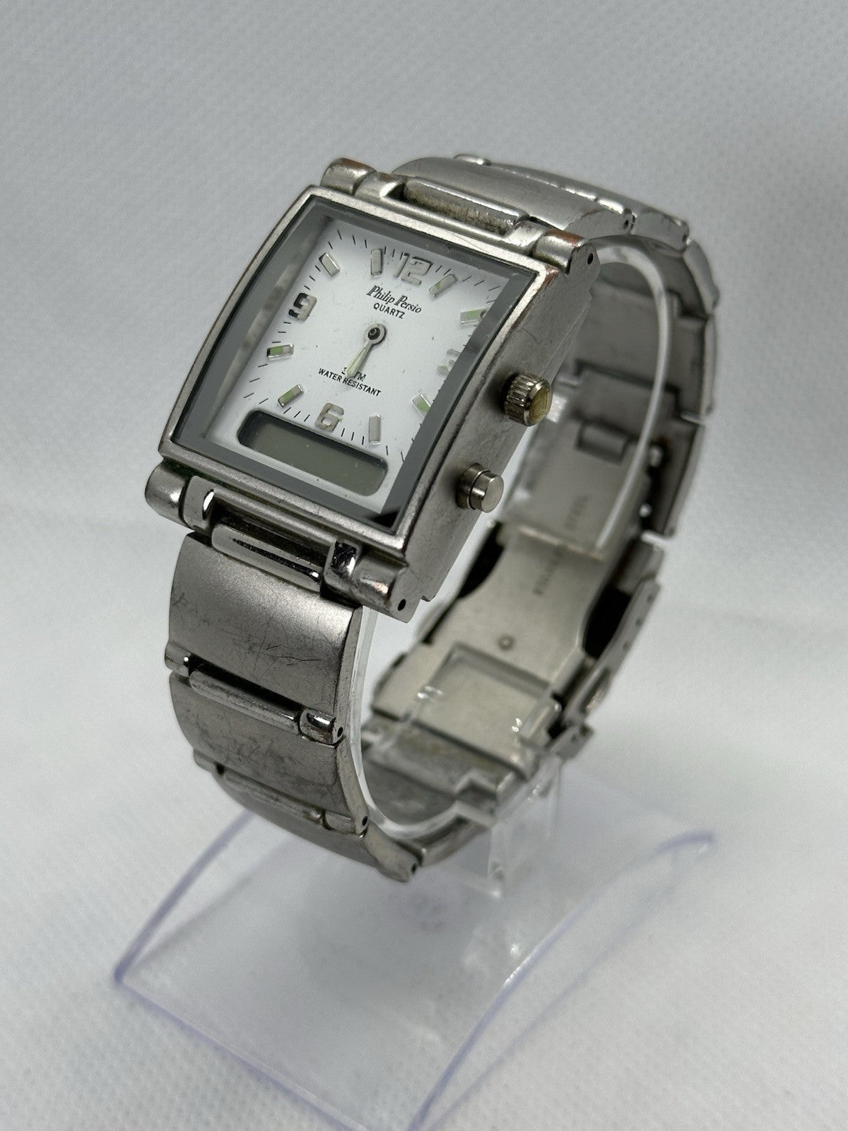 Vintage Philip Persio Quartz LCD Alarm Mens Watch - Spares/Repairs