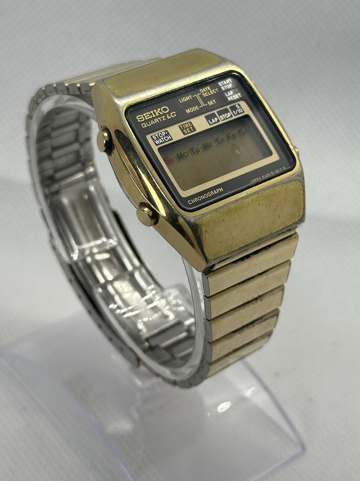 Vintage Seiko GP LCD A128-5000 Mens Quartz Alarm Chronograph Watch | Spares