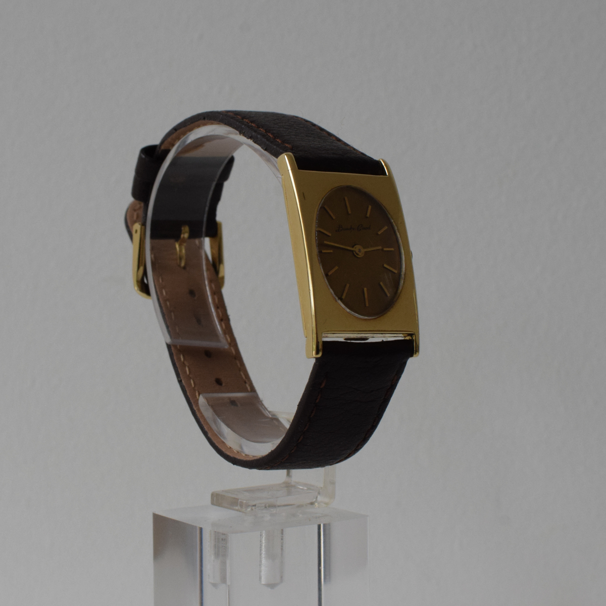 Vintage 1960s 18k Yellow Gold Bueche Girod Mens Tank Watch | Ref 7726