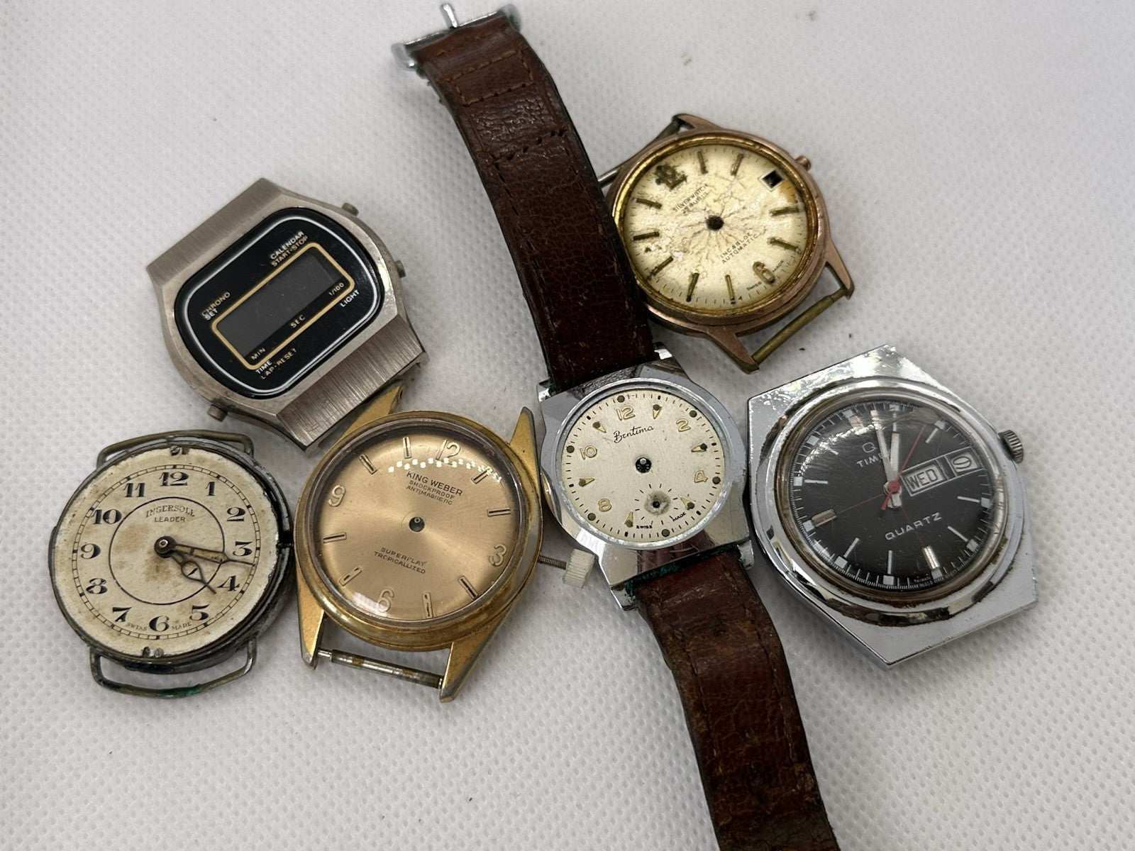 Vintage Mens Watch Job Lot - Bentima, Ingersoll, Timex - Spares/Repairs