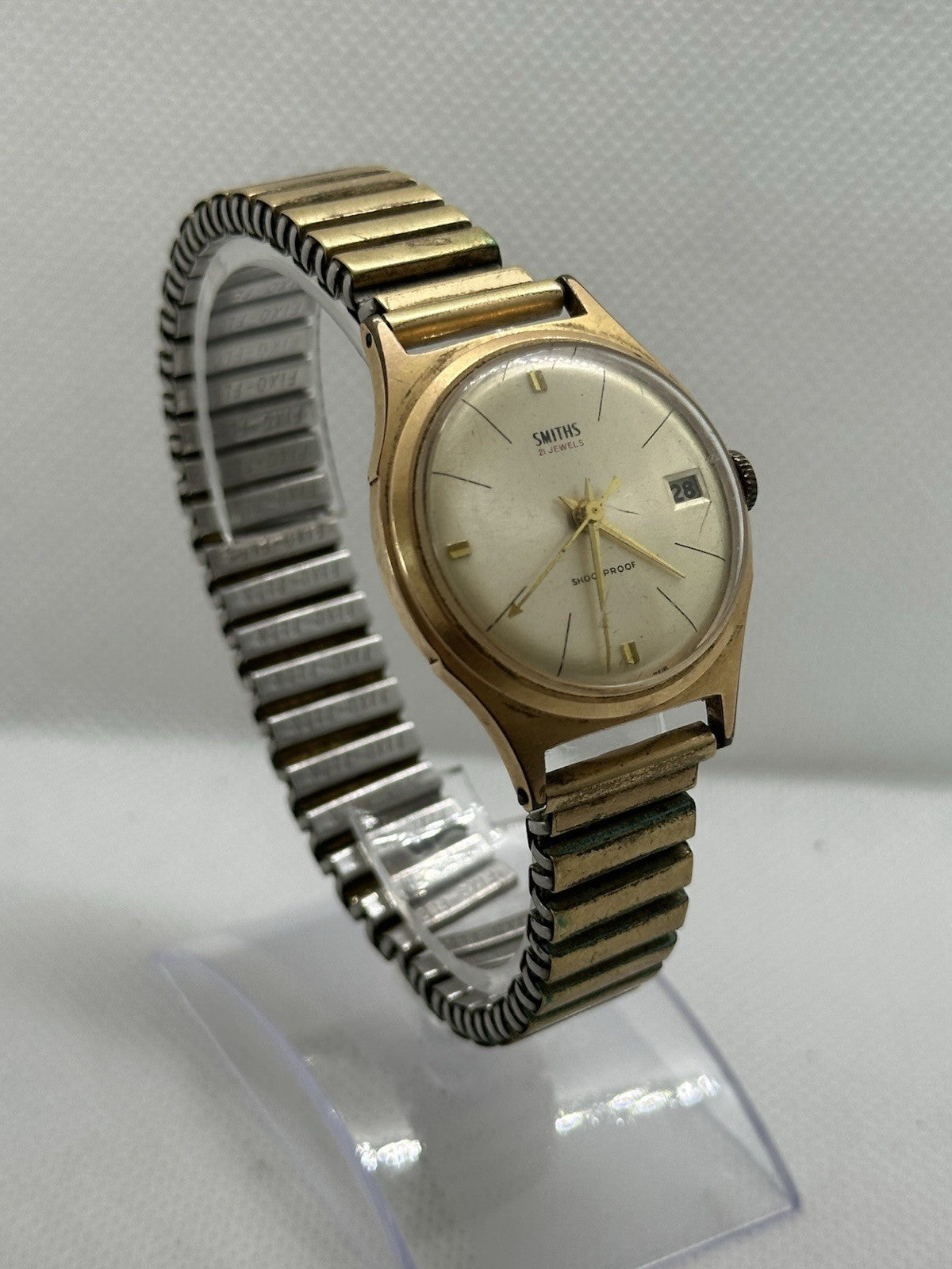 Vintage Smiths 21J Gold Plated Mens Date Watch - Working