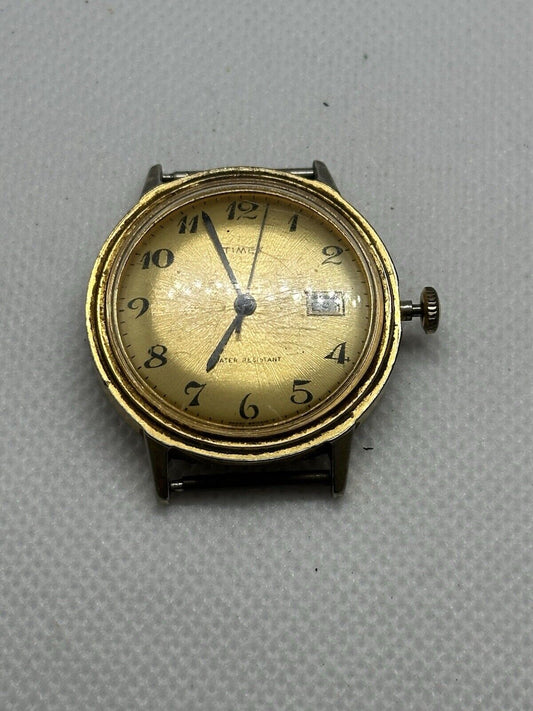Vintage Timex Mechanical Gold Plated Mens Watch, Goldtone Dial- Spares/Repairs