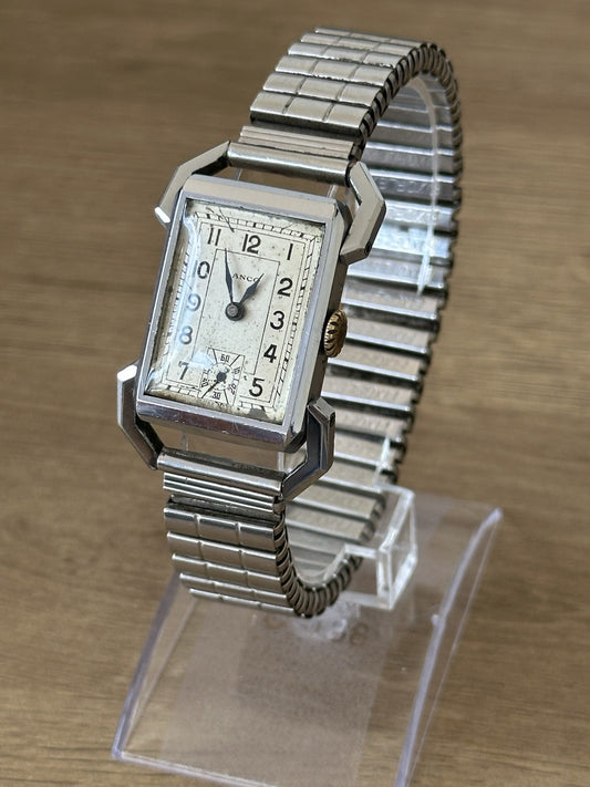 Vintage Lanco Art Deco Hinged Lug Mens Watch - Running