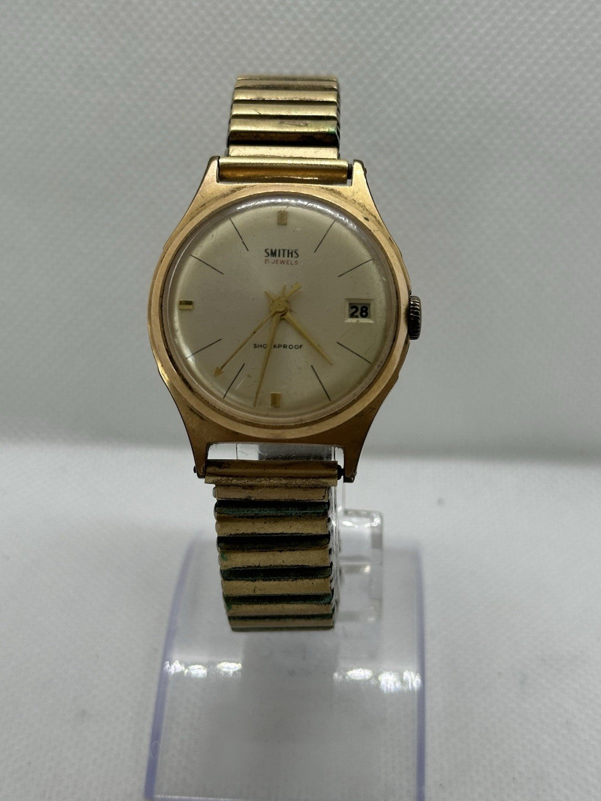 Vintage Smiths 21J Gold Plated Mens Date Watch - Working