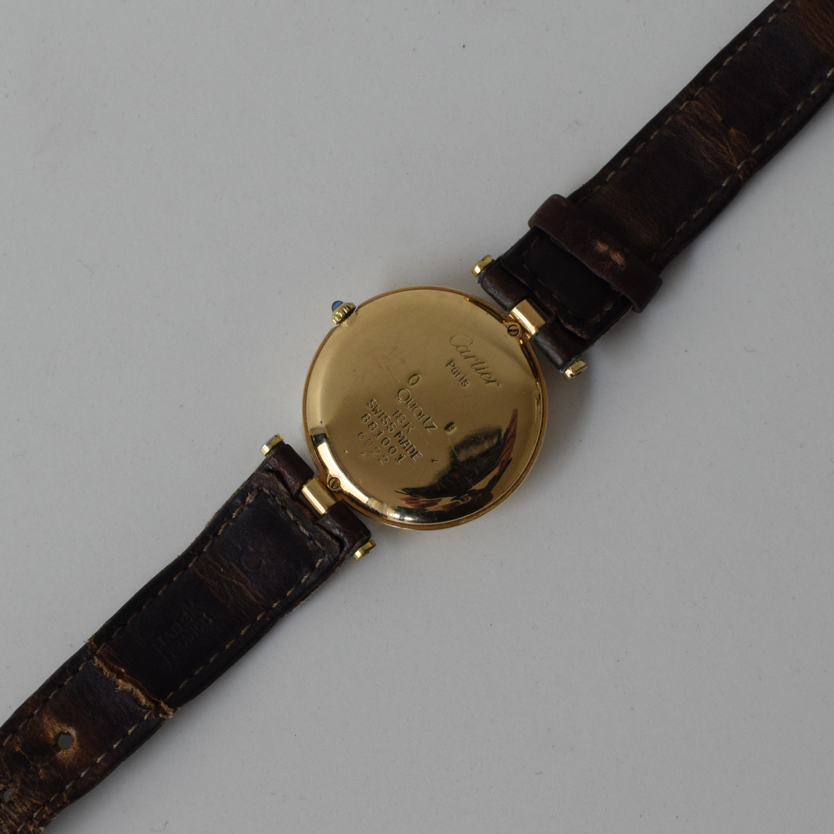 Vintage 18k Solid Gold Cartier Vendome 881001 Unisex Watch w/ Box - Running