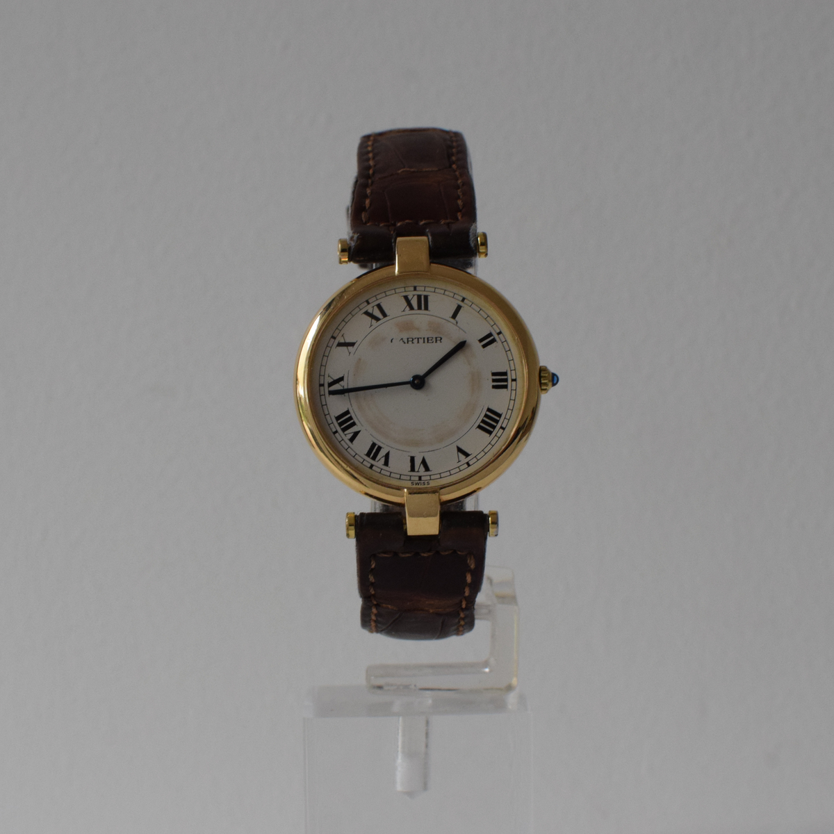 Vintage 18k Solid Gold Cartier Vendome 881001 Unisex Watch w/ Box - Running
