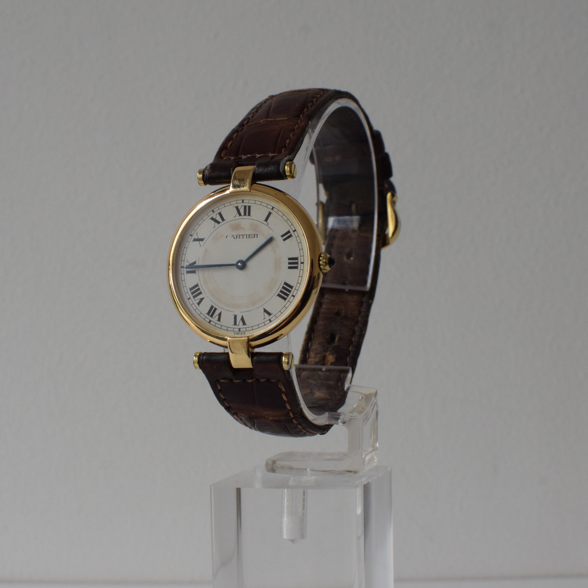 Vintage 18k Solid Gold Cartier Vendome 881001 Unisex Watch w/ Box - Running
