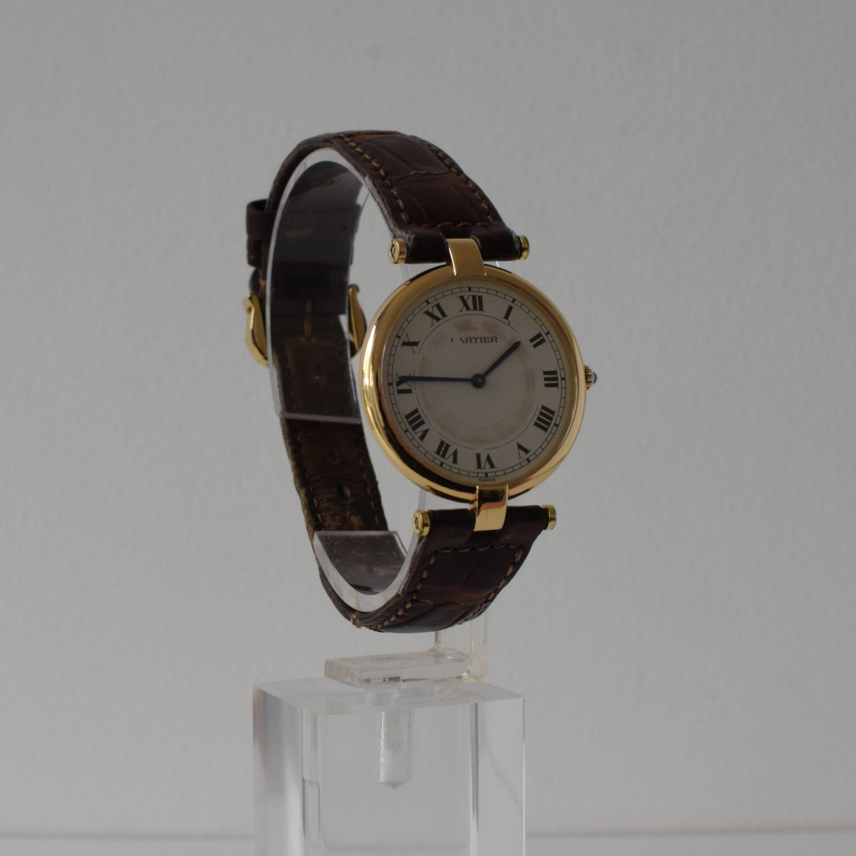 Vintage 18k Solid Gold Cartier Vendome 881001 Unisex Watch w/ Box - Running