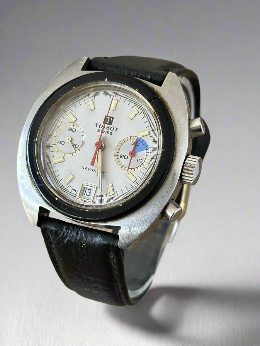 Vintage Tissot Navigator Mens V7734 Mechanical Dive Chronograph Watch - Running