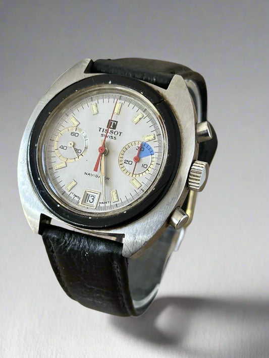 Vintage Tissot Navigator Mens V7734 Mechanical Dive Chronograph Watch - Running