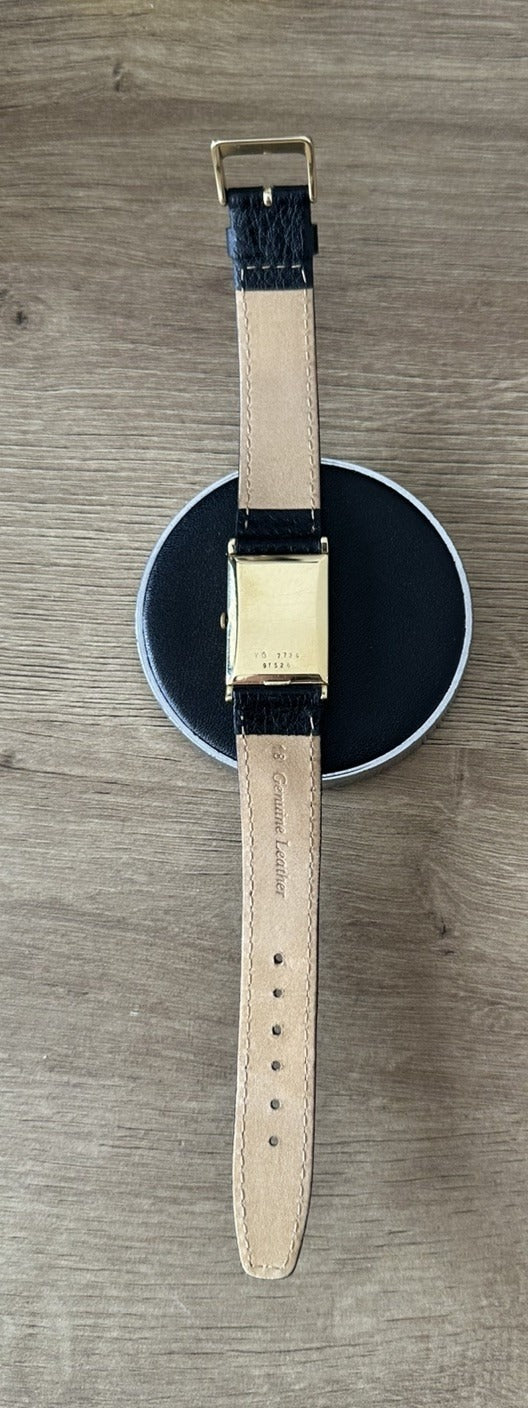 Vintage 1960s 18k Yellow Gold Bueche Girod Mens Tank Watch | Ref 7726