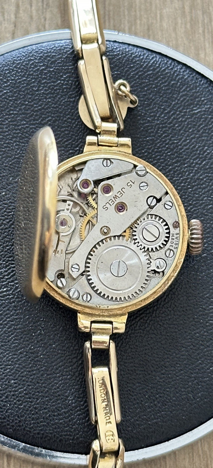 Vintage 1920s 18K Gold Ladies Watch on 18K Gold Bracelet, w 9K Charm - Running