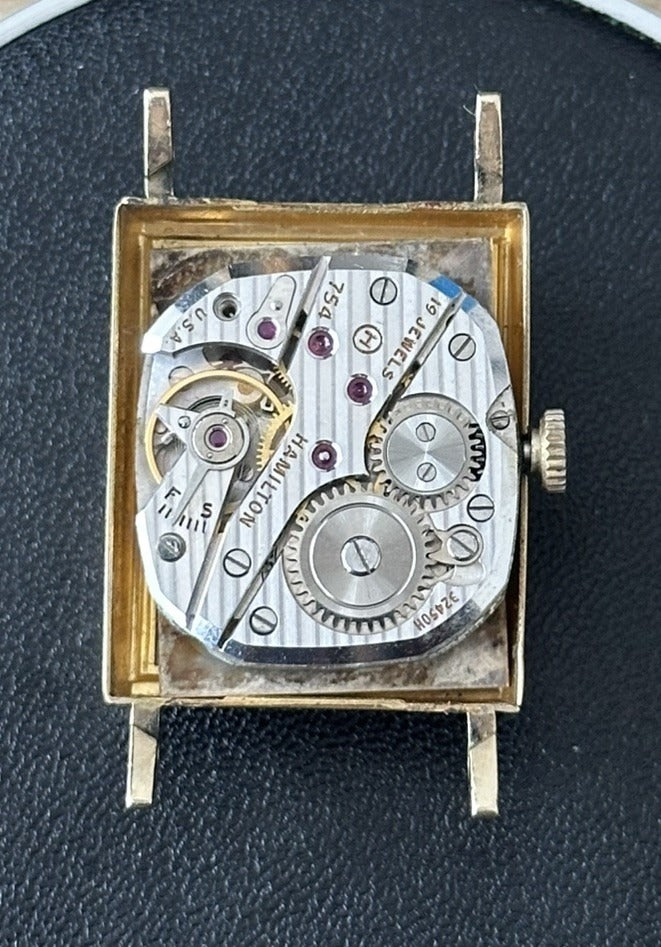 Vintage 10k Gold Hamilton Brockton Mens Square / Tank Watch - Running