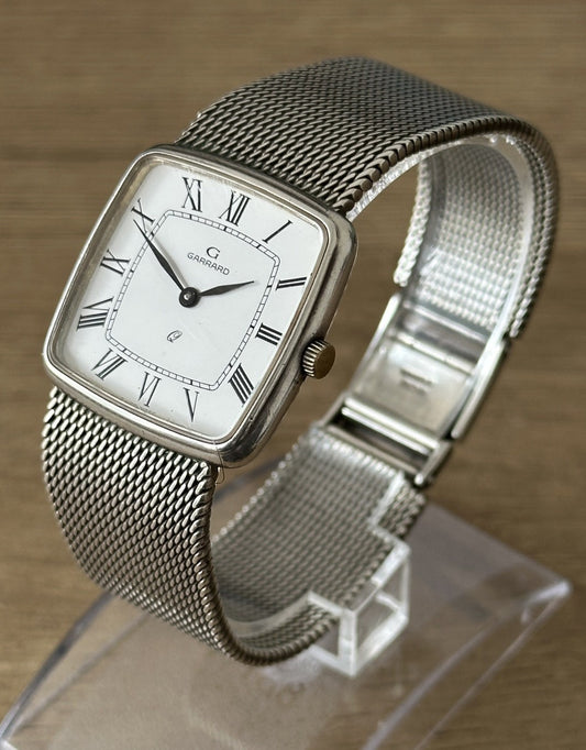 Vintage 1989 Sterling Silver Garrard Quartz Mens Bracelet Watch