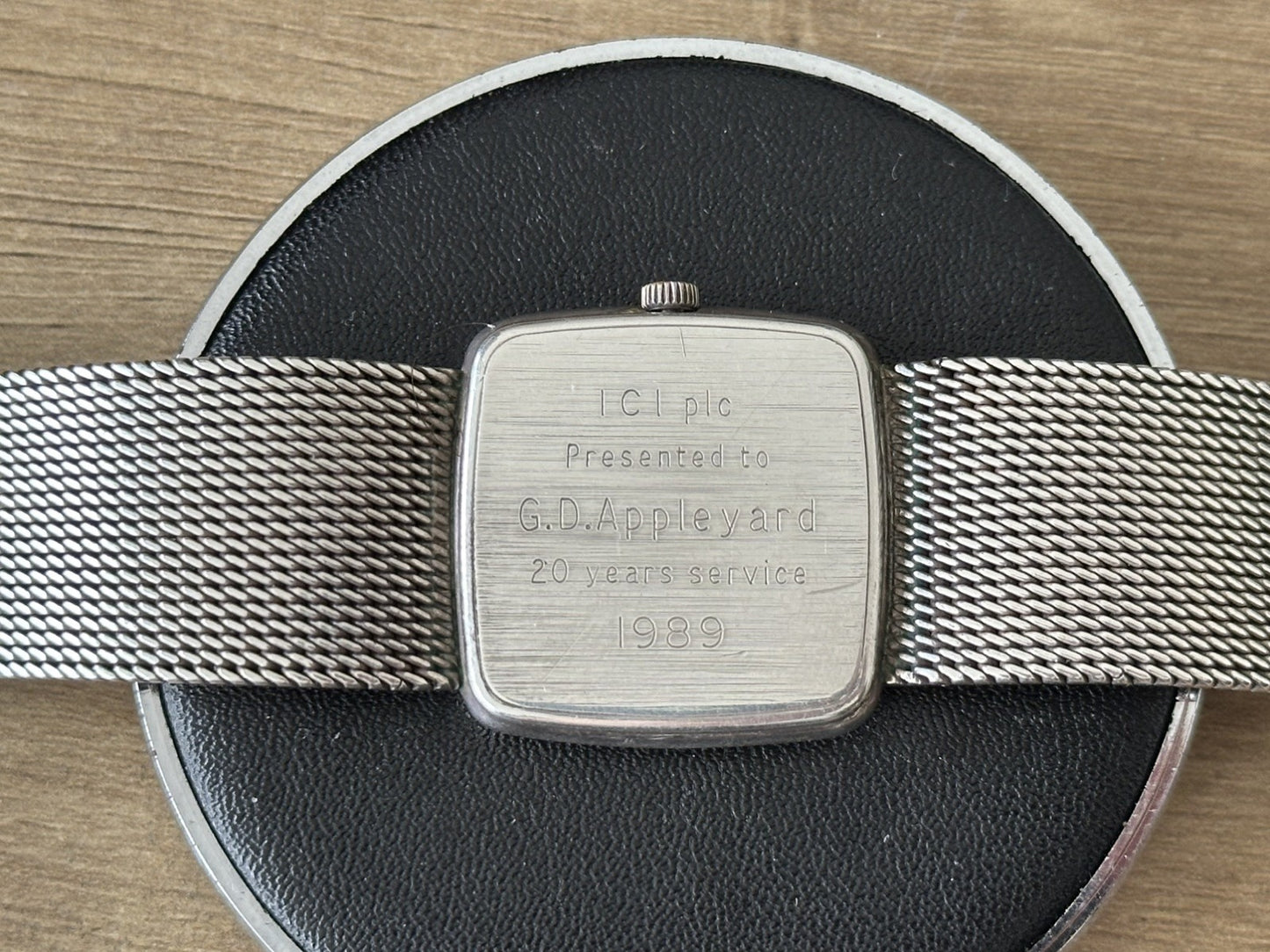 Vintage 1989 Sterling Silver Garrard Quartz Mens Bracelet Watch