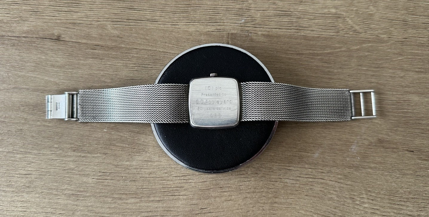 Vintage 1989 Sterling Silver Garrard Quartz Mens Bracelet Watch