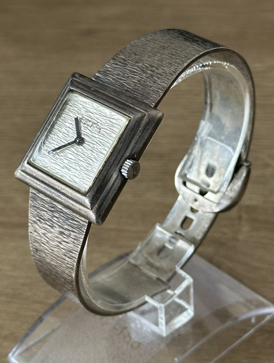 Vintage 1973 Sterling Silver Roy King Bark Texture Mens Bracelet Watch