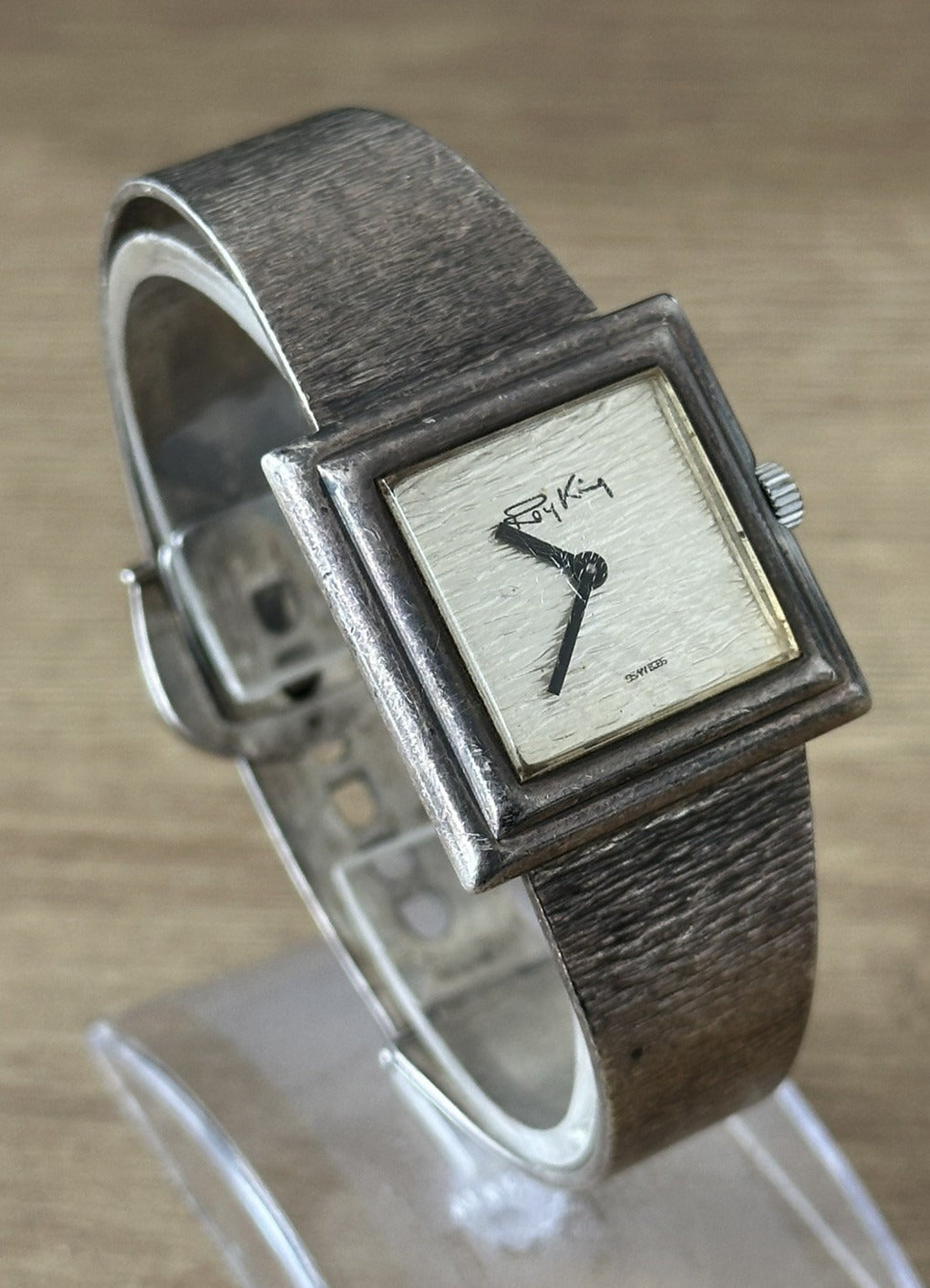 Vintage 1973 Sterling Silver Roy King Bark Texture Mens Bracelet Watch