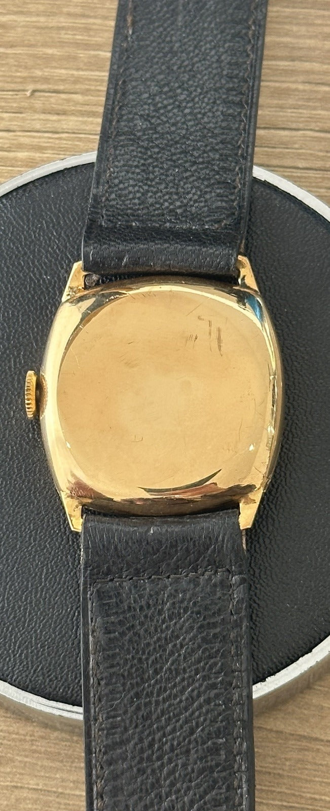 Vintage 9ct Gold Shield Mens Cushion / Trench Watch