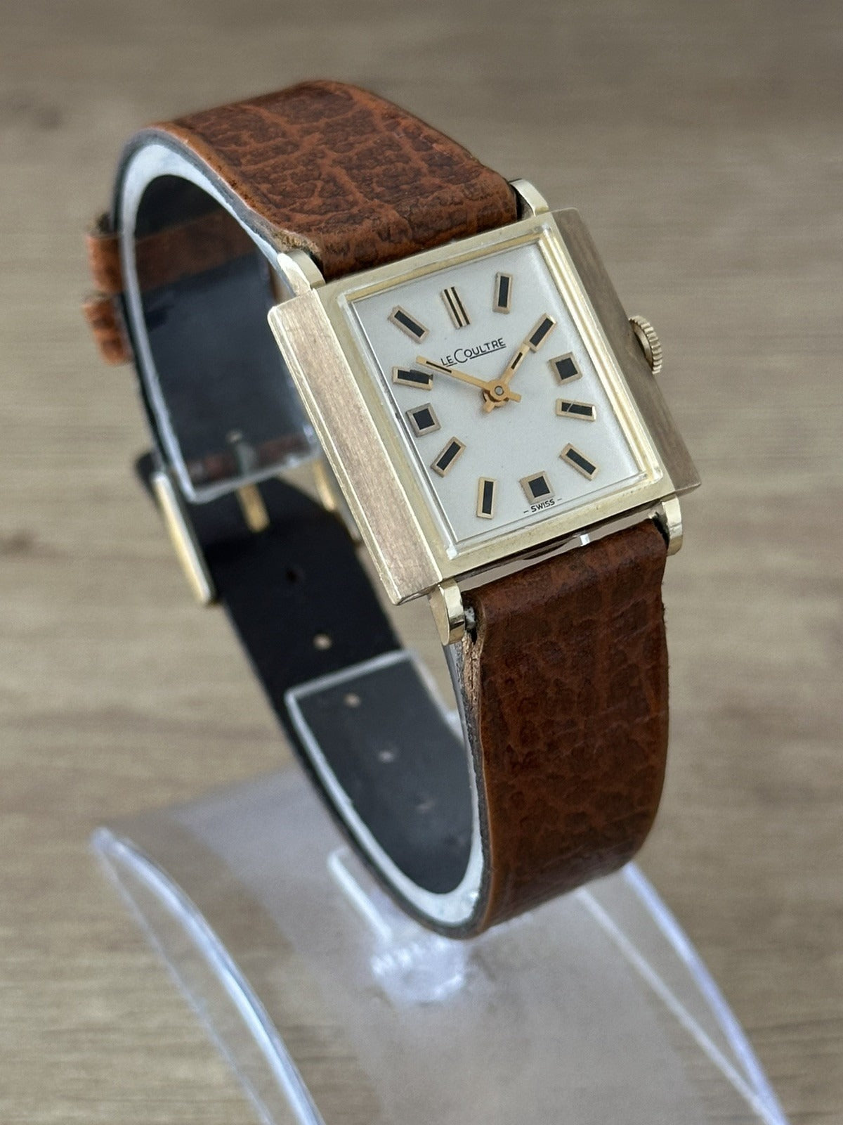 Vintage 10k Solid Gold LeCoultre Mens/Unisex Tank Watch - Running