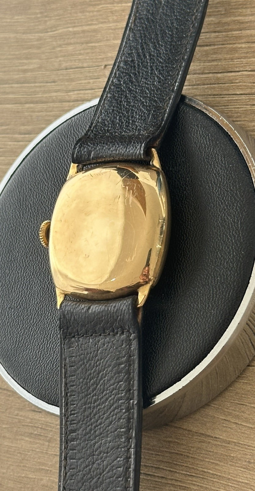 Vintage 9ct Gold Shield Mens Cushion / Trench Watch