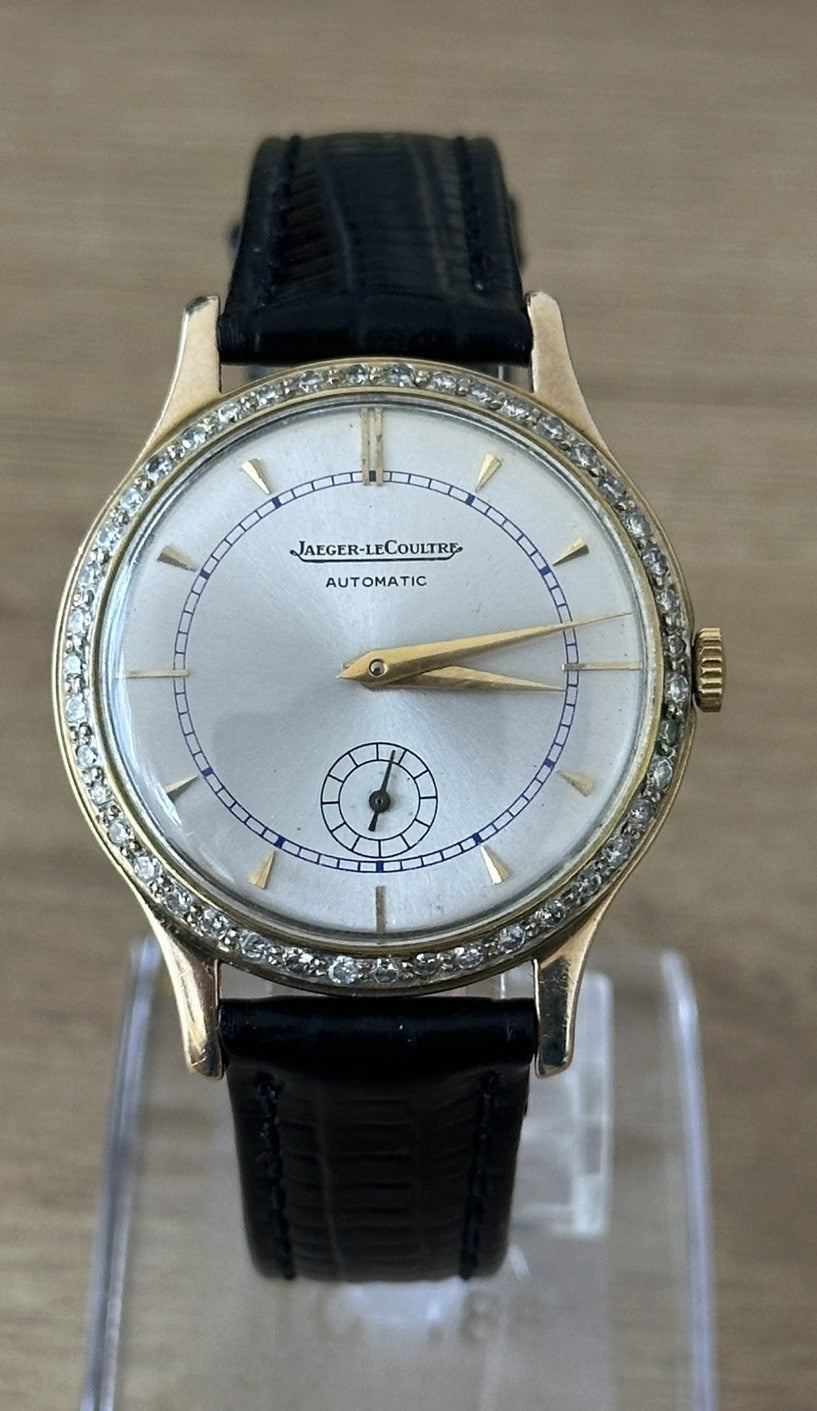c.1958 9ct Solid Gold Jaeger-LeCoultre Automatic Watch | Custom Diamond Bezel