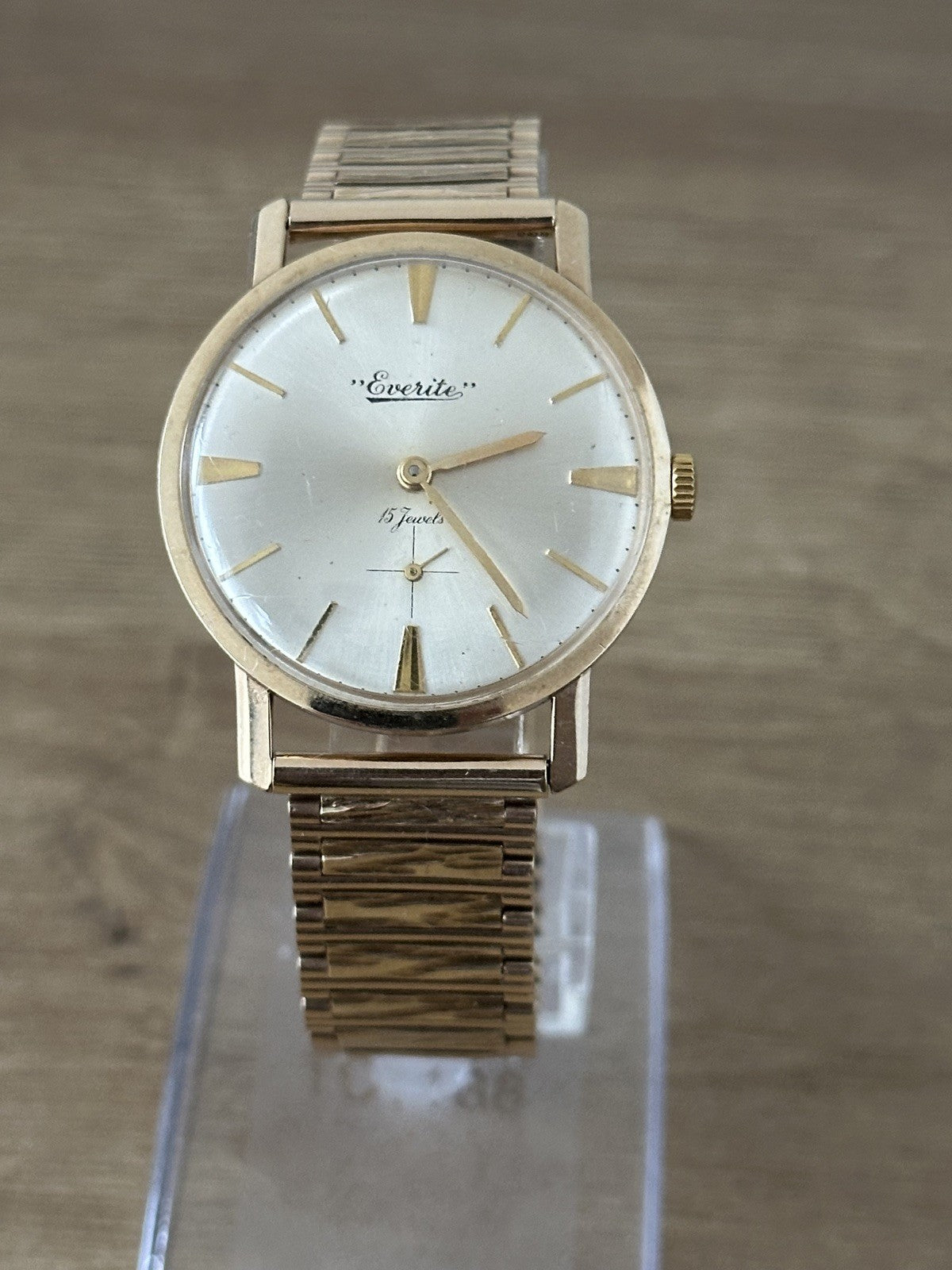 Vintage 9ct Gold Everite Mens Watch & 9ct Gold Bracelet - Running - 44g