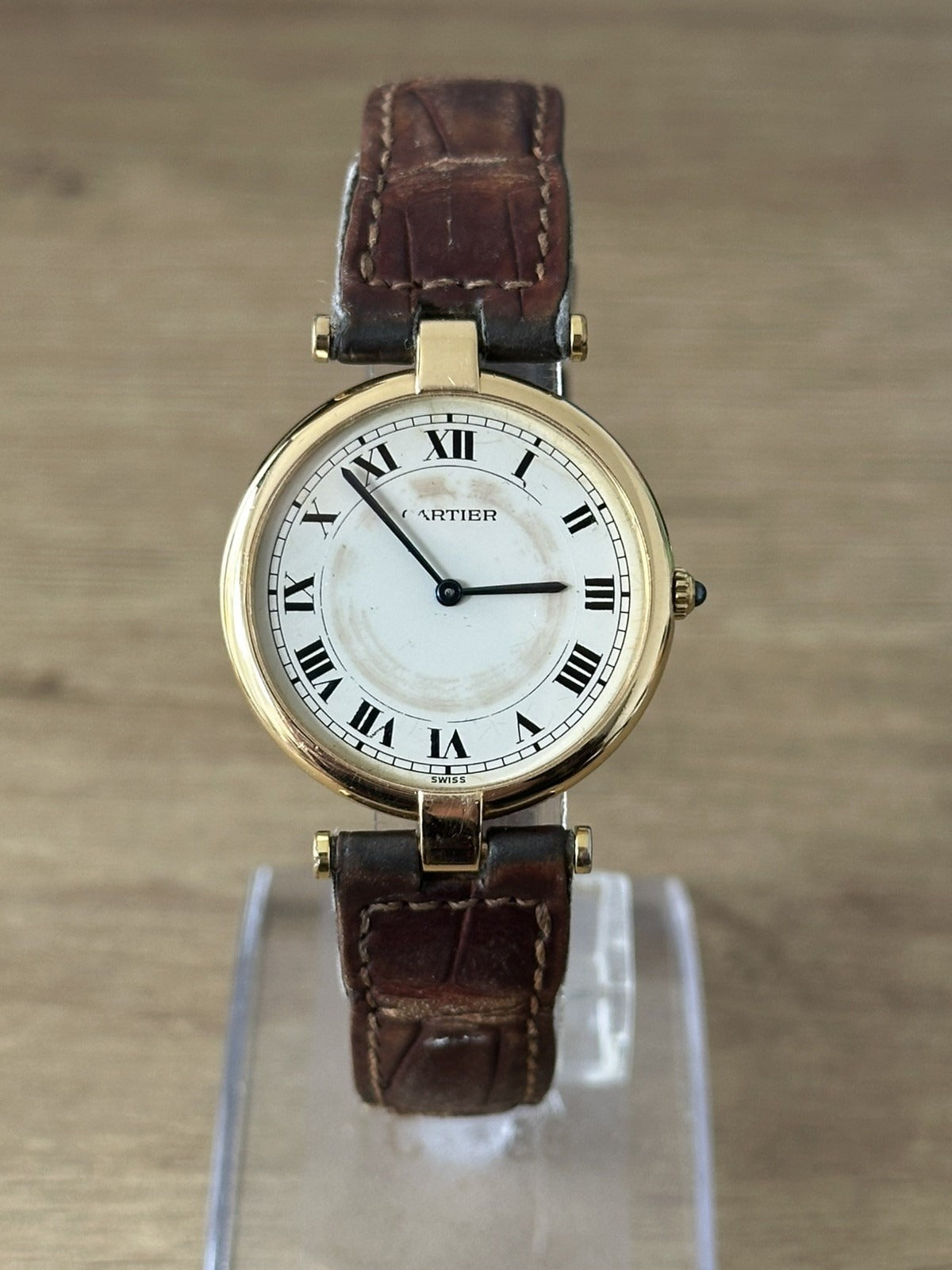 Vintage 18k Solid Gold Cartier Vendome 881001 Unisex Watch w/ Box - Running