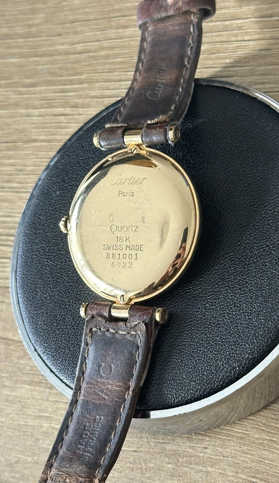 Vintage 18k Solid Gold Cartier Vendome 881001 Unisex Watch w/ Box - Running
