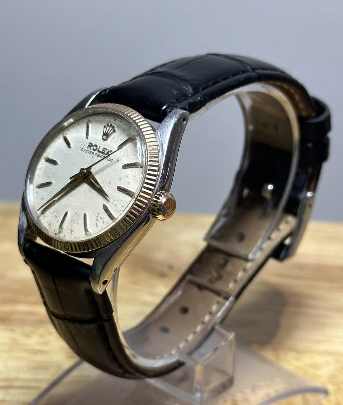 Vintage Rolex Oyster Perpetual Mens/Unisex Watch - 14k Bezel, Ref 6551 - Running Slow