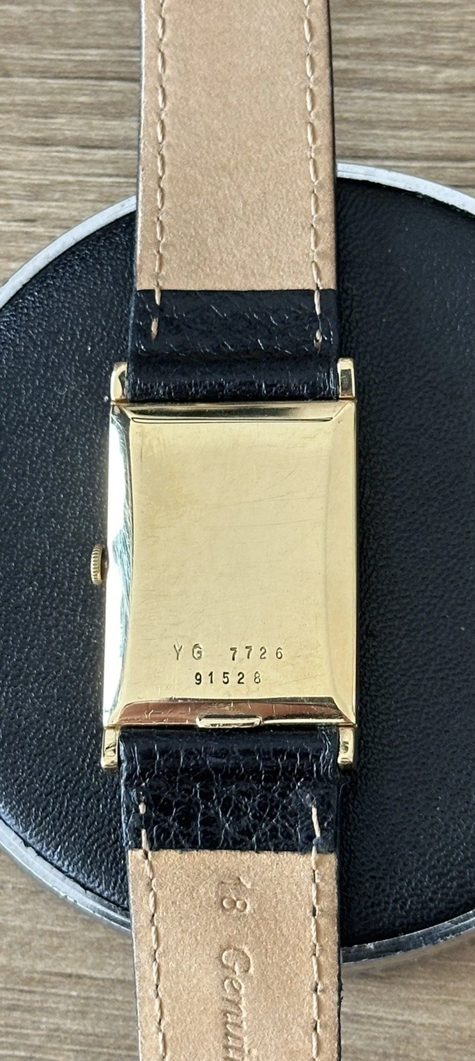 Vintage 1960s 18k Yellow Gold Bueche Girod Mens Tank Watch | Ref 7726