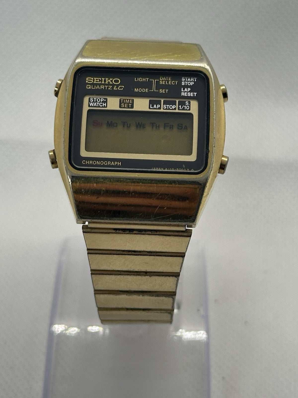 Vintage Seiko GP LCD A128-5000 Mens Quartz Alarm Chronograph Watch | Spares