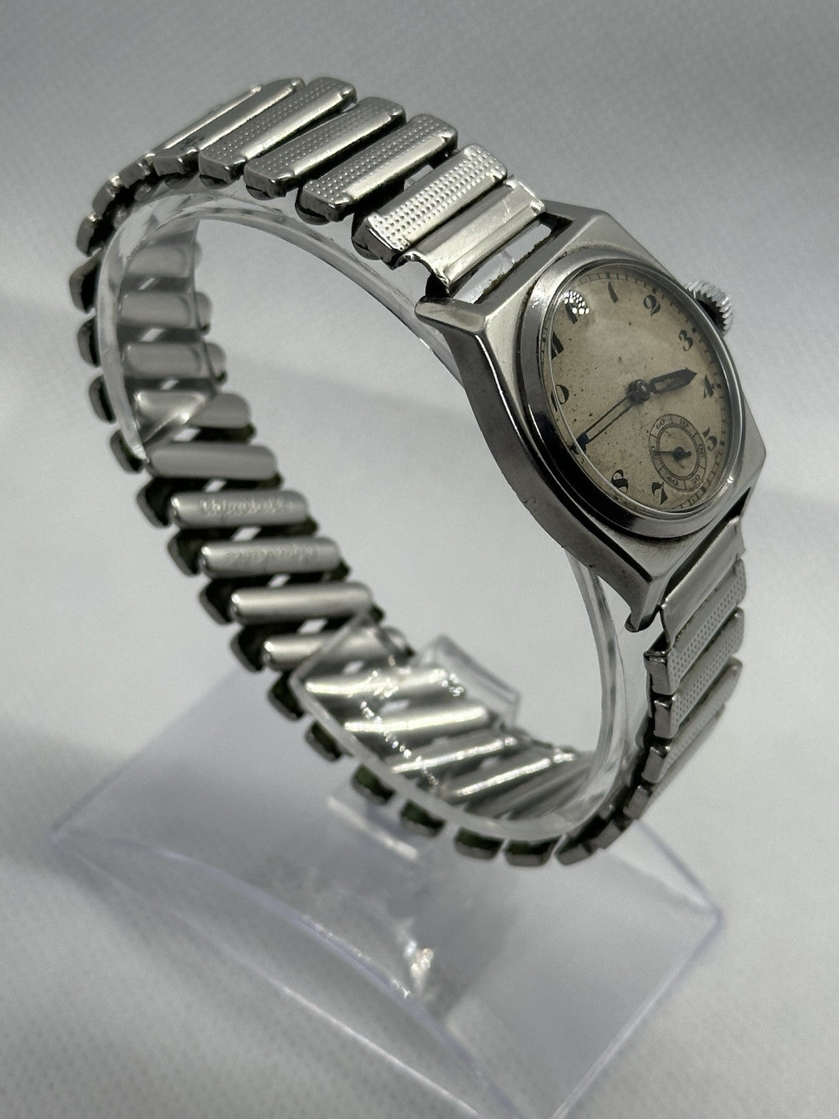 Vintage Rare Buren Mens Watch, Oyster Style Case - Running Project